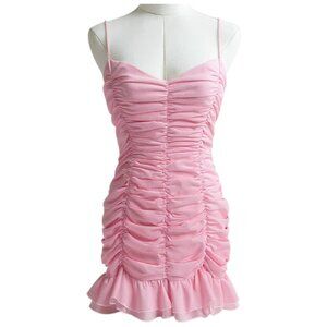 Lucy in the Sky Ruched Mini Dress Blush Pink Bodycon M